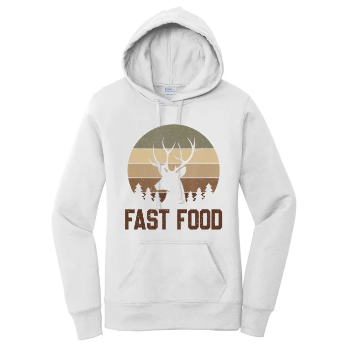 Vintage Fast Food Hunter Deer Hunting Women's Pullover Hoodie