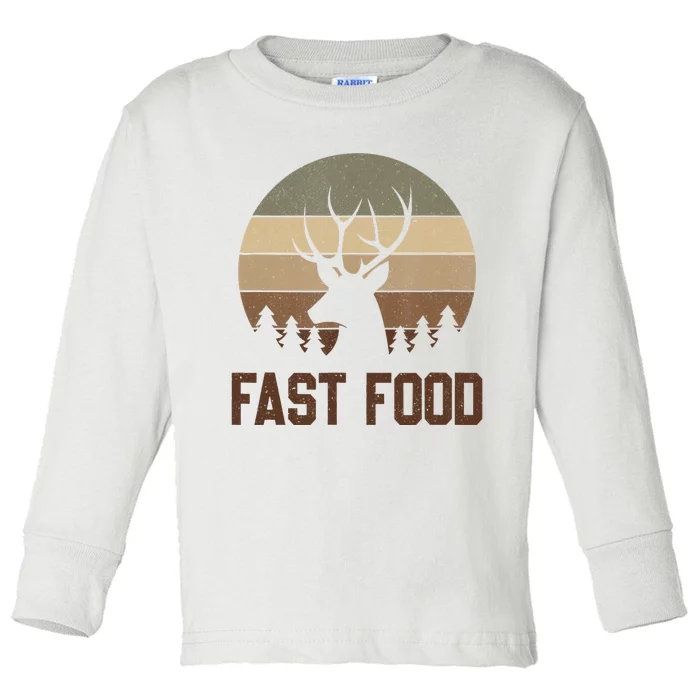 Vintage Fast Food Hunter Deer Hunting Toddler Long Sleeve Shirt