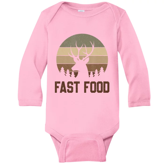 Vintage Fast Food Hunter Deer Hunting Baby Long Sleeve Bodysuit