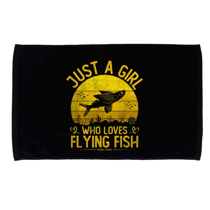 Vintage Flying Fish Just A Who Loves Flying Fish Gift Microfiber Hand Towel