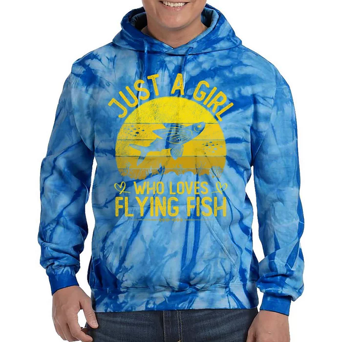 Vintage Flying Fish Just A Who Loves Flying Fish Gift Tie Dye Hoodie