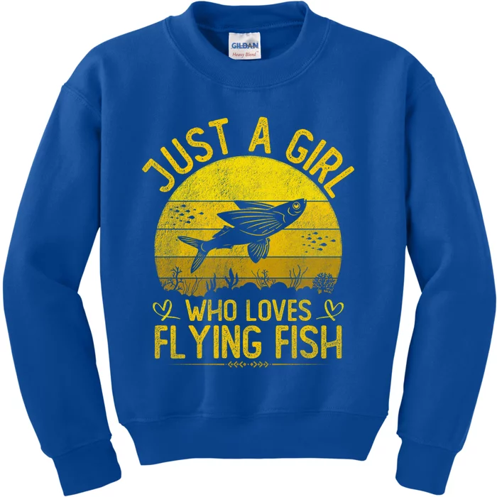 Vintage Flying Fish Just A Who Loves Flying Fish Gift Kids Sweatshirt