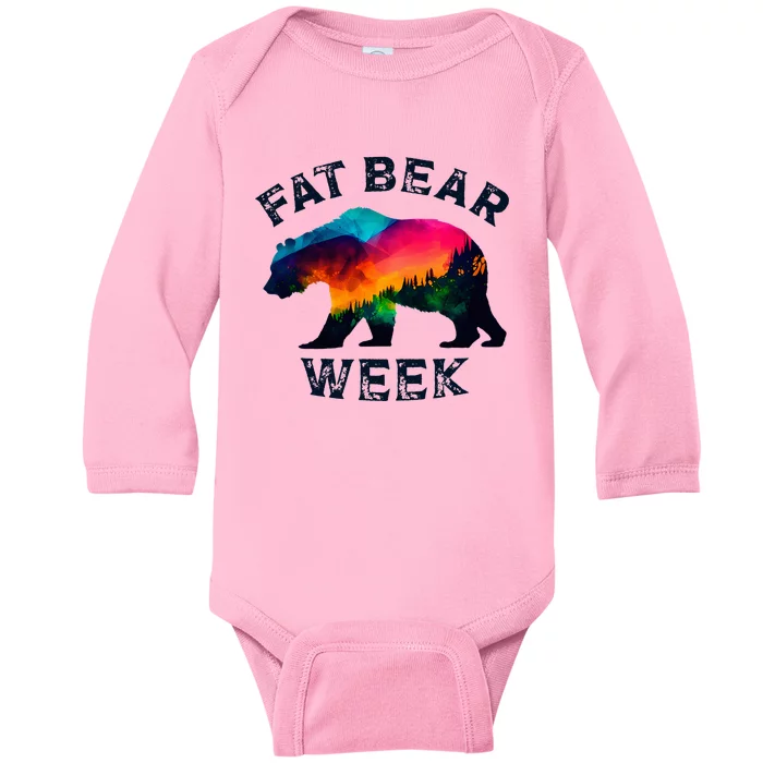 Vintage Funny Fat Bear Week Baby Long Sleeve Bodysuit