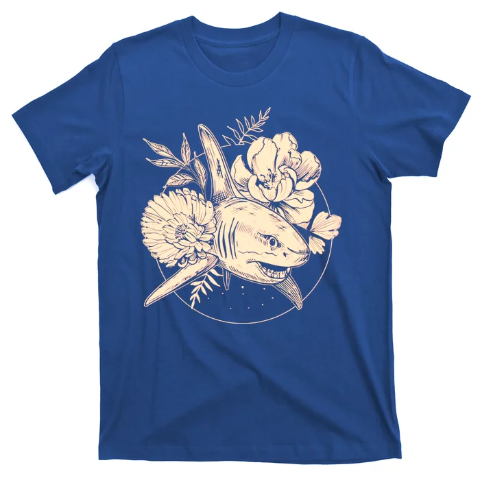 Vintage Flower Floral Shark T-Shirt