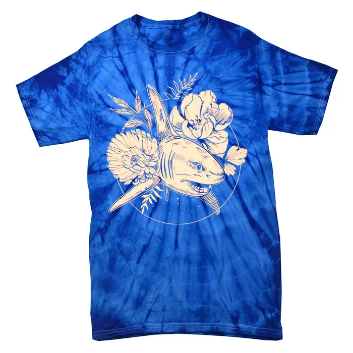 Vintage Flower Floral Shark Tie-Dye T-Shirt