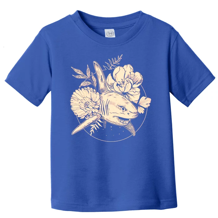 Vintage Flower Floral Shark Toddler T-Shirt