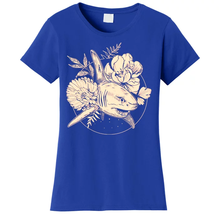 Vintage Flower Floral Shark Women's T-Shirt