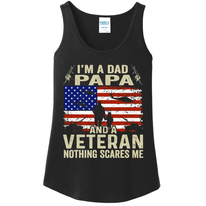 Veterans For Fathers Day IM A Dad Papa Veteran Ladies Essential Tank