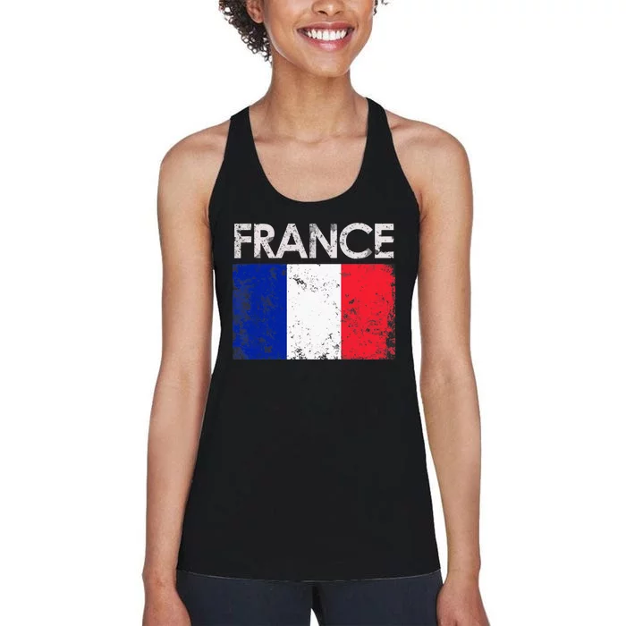 Vintage France French Flag Pride Gift Women's Racerback Tank