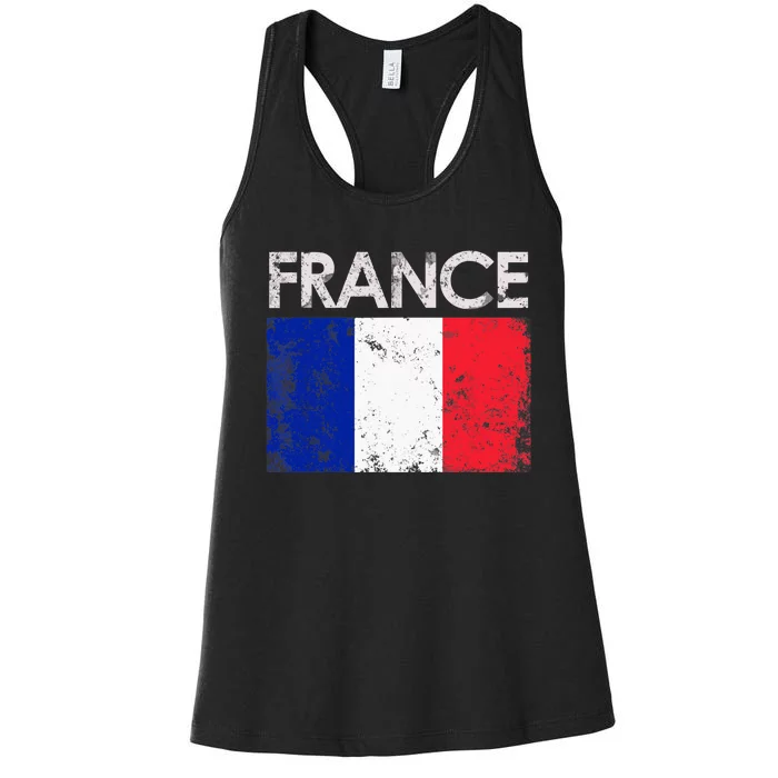 Vintage France French Flag Pride Gift Women's Racerback Tank