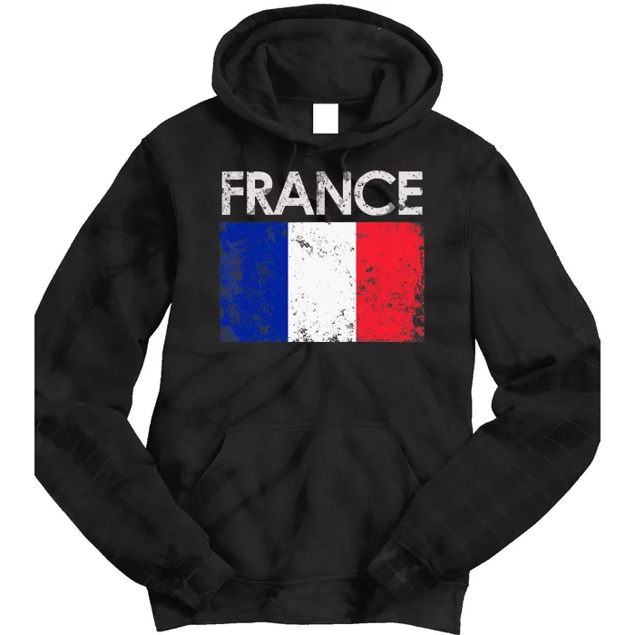 Vintage France French Flag Pride Gift Tie Dye Hoodie