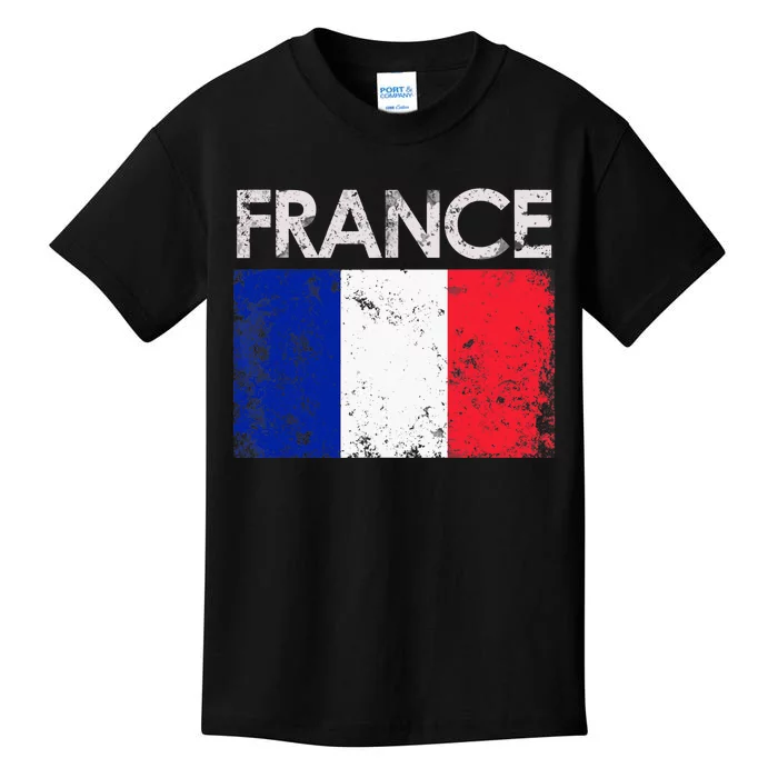 Vintage France French Flag Pride Gift Kids T-Shirt