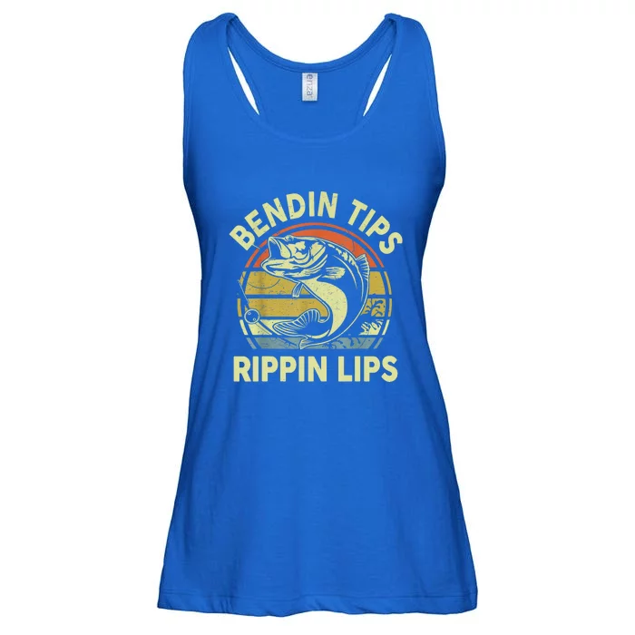 Vintage Fishing Funny Bending Tips Rippin Lips Bass Dad Gift Ladies Essential Flowy Tank