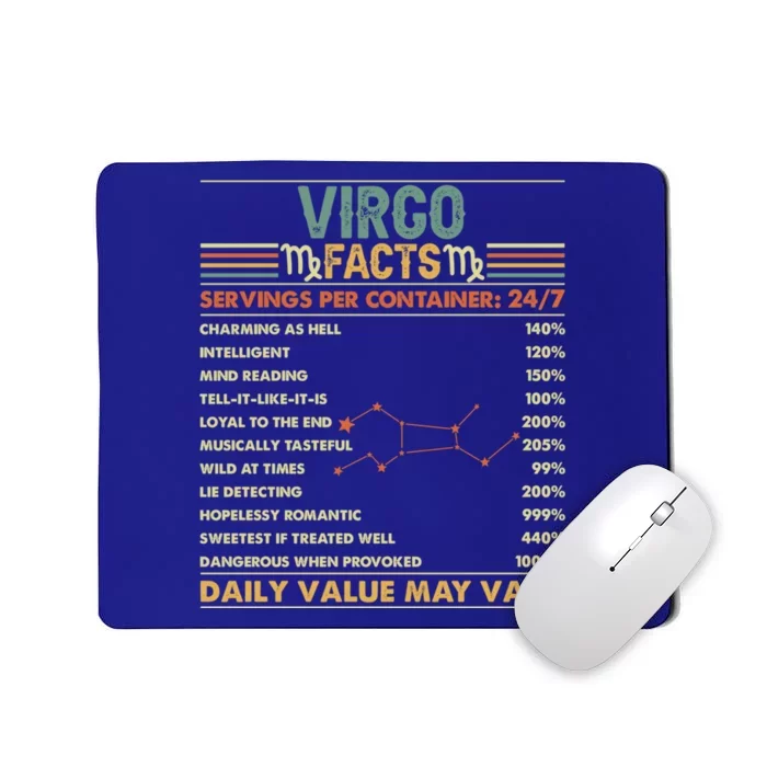 Virgo Facts Funny Zodiac Sign Astrology Horoscope Vintage Cool Gift Mousepad