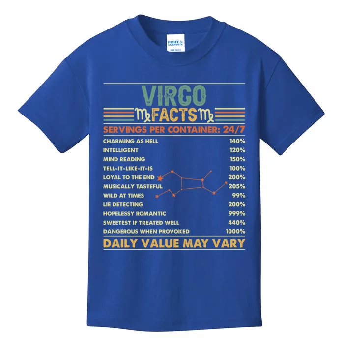 Virgo Facts Funny Zodiac Sign Astrology Horoscope Vintage Cool Gift Kids T-Shirt