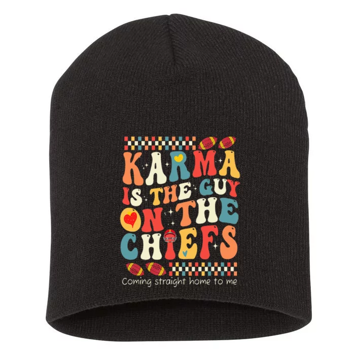 Vintage Funny Groovy Karma Is the Guy on the Chief Short Acrylic Beanie