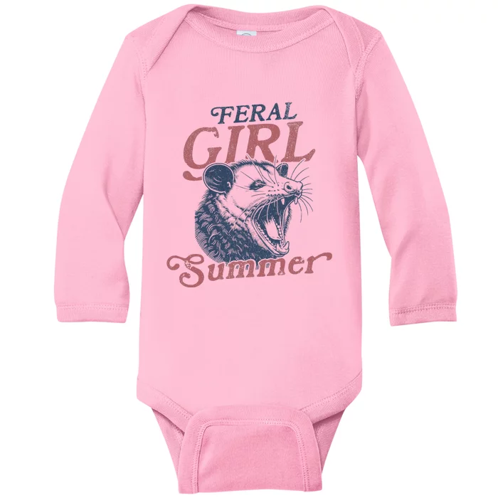 Vintage Feral Girl Summer Opossum Baby Long Sleeve Bodysuit