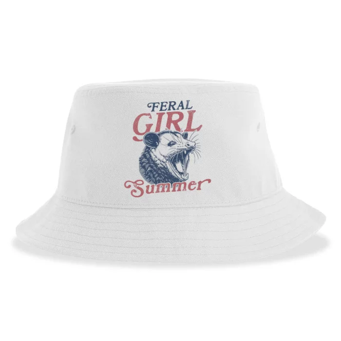 Vintage Feral Girl Summer Opossum Sustainable Bucket Hat