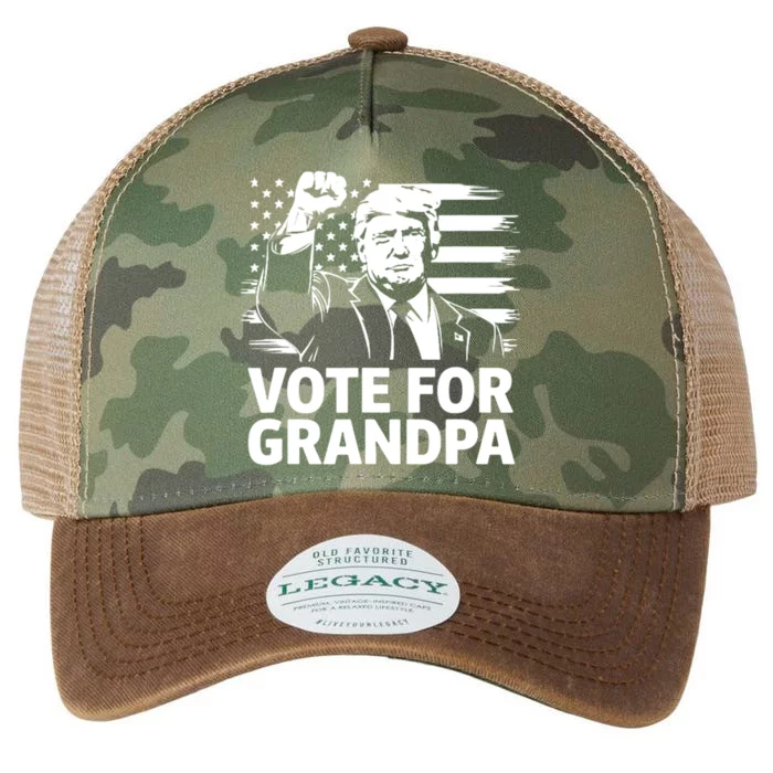 Vote For Grandpa Trump 2024 Funny Grandson Political Election Legacy Tie Dye Trucker Hat