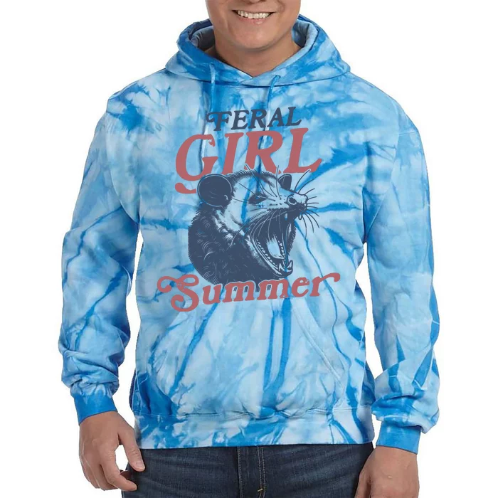 Vintage Feral Girl Summer Opossum Tie Dye Hoodie