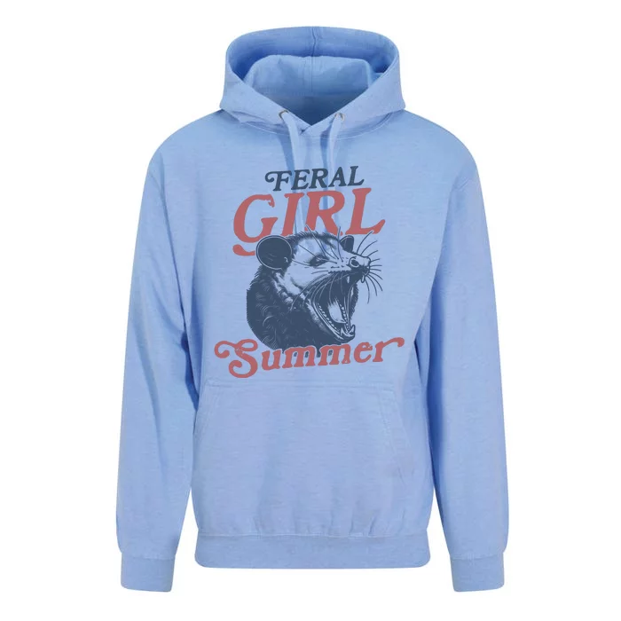 Vintage Feral Girl Summer Opossum Unisex Surf Hoodie