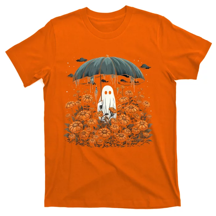 Vintage Floral Ghost Halloween Ghost In The Forest Gothic T-Shirt