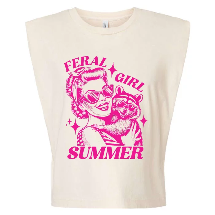 Vintage Feral Girl Summer Opossum Funny Raccoon Women Garment-Dyed Women's Muscle Tee