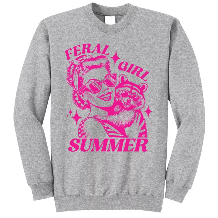 Vintage Feral Girl Summer Opossum Funny Raccoon Women Sweatshirt