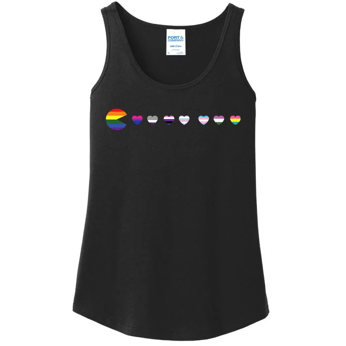 VideoGame Funny Gaming LGBTQ Ally Pride Flag Gamer Ladies Essential Tank