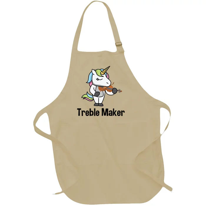 Violin For Girl Treble Maker Unicorn Violinist Full-Length Apron With Pocket