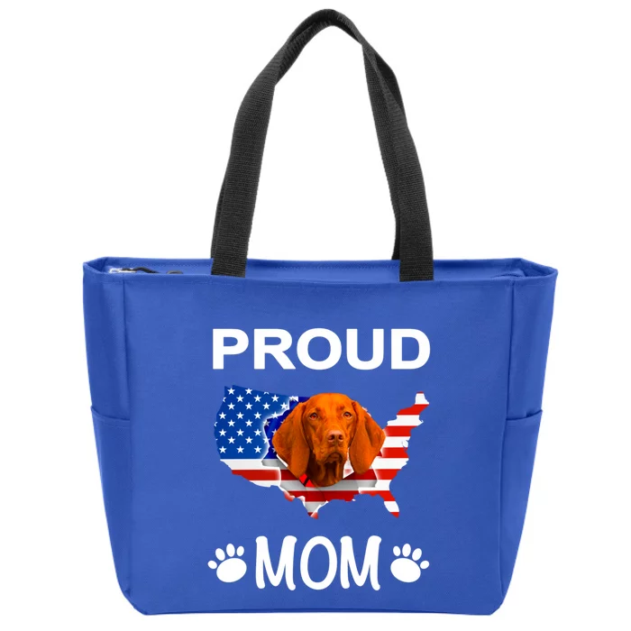 Vizsla Funny Gift Vizsla Dog Vizsla Proud Patriot Mom Cool Gift Zip Tote Bag