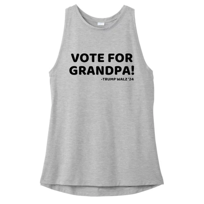 Vote For Grandpa Trump Walz 2024 Funny Trump Grandchildren Ladies Tri-Blend Wicking Tank