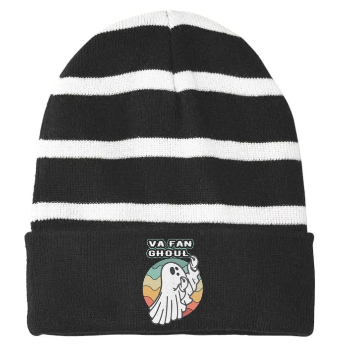 Va Fan Ghoul Funny Ghost Italian Halloween Striped Beanie with Solid Band