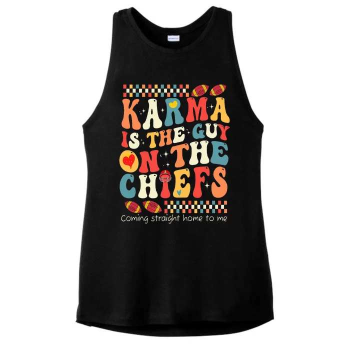 Vintage Funny Groovy Karma Is the Guy on the Chief Ladies Tri-Blend Wicking Tank