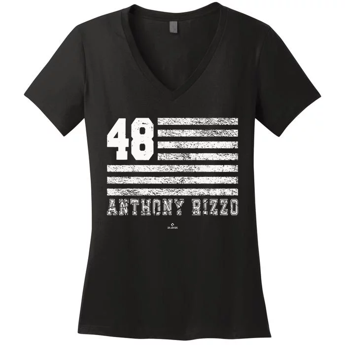 Vintage Flag Gameday Anthony Rizzo New York Women's V-Neck T-Shirt