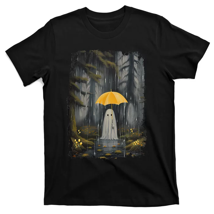 Vintage Floral Ghost Halloween Ghost In The Forest Gothic T-Shirt