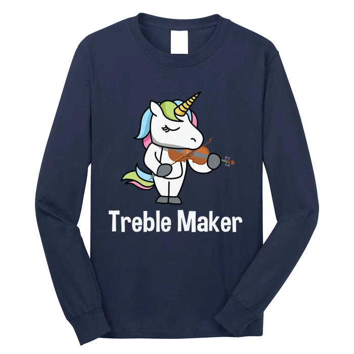 Violinist For Girl Treble Maker Unicorn Violin Gift Long Sleeve Shirt