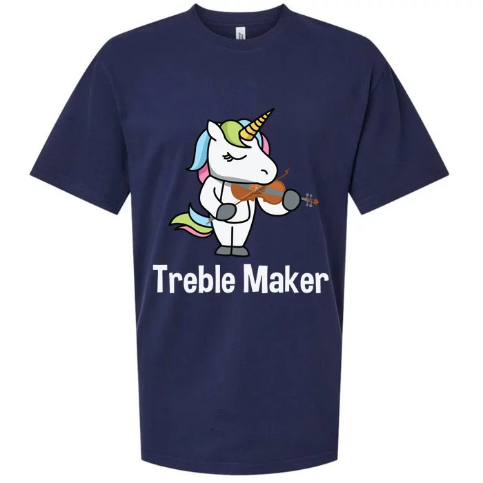 Violinist For Girl Treble Maker Unicorn Violin Gift Sueded Cloud Jersey T-Shirt