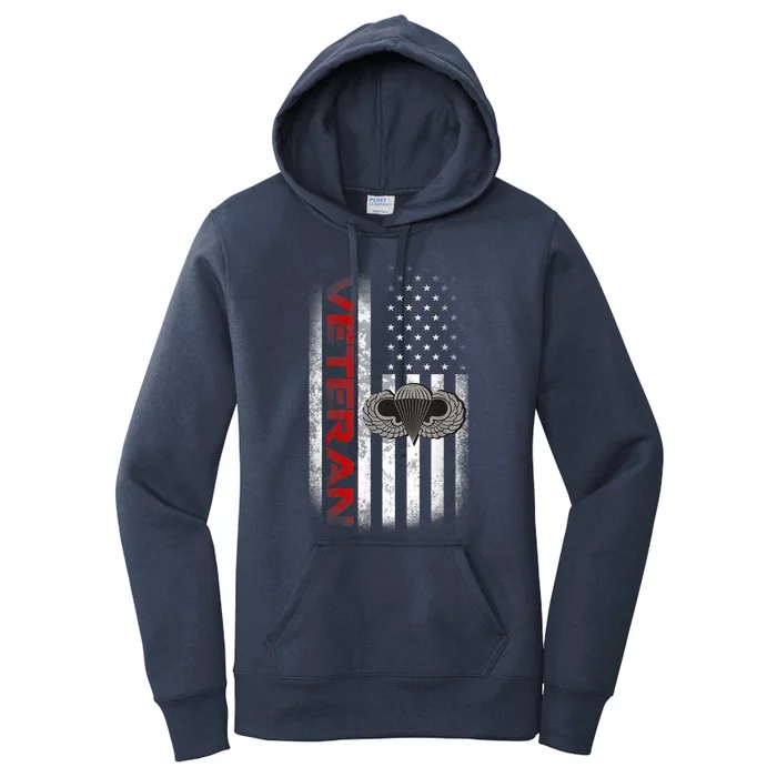 Vintage Flag Gift US Paratrooper Airborne Division Army Veteran Gift Women's Pullover Hoodie