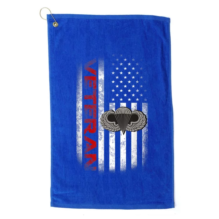 Vintage Flag Gift US Paratrooper Airborne Division Army Veteran Gift Platinum Collection Golf Towel