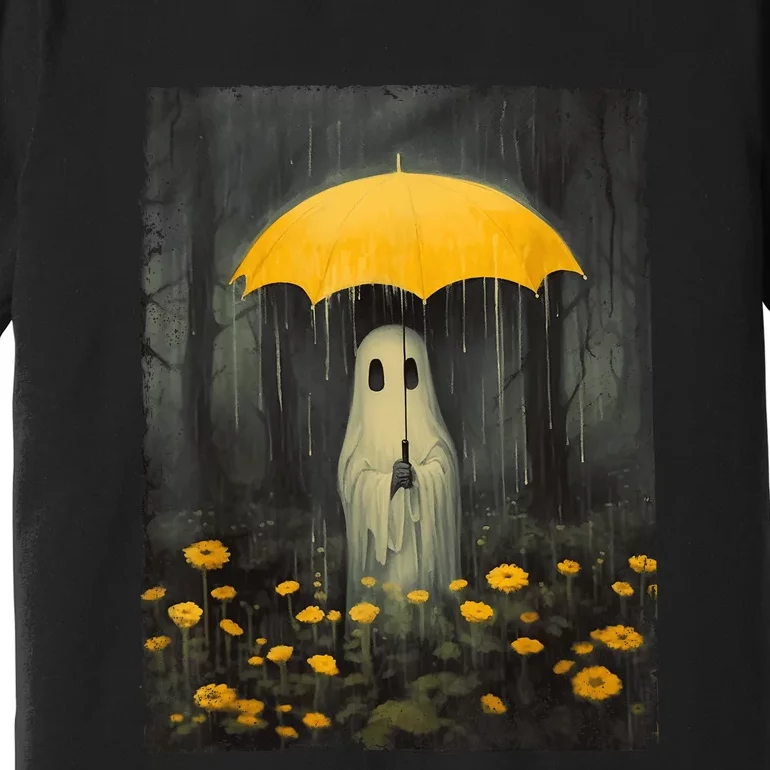 Vintage Floral Ghost Halloween Ghost In The Forest Gothic Premium T-Shirt