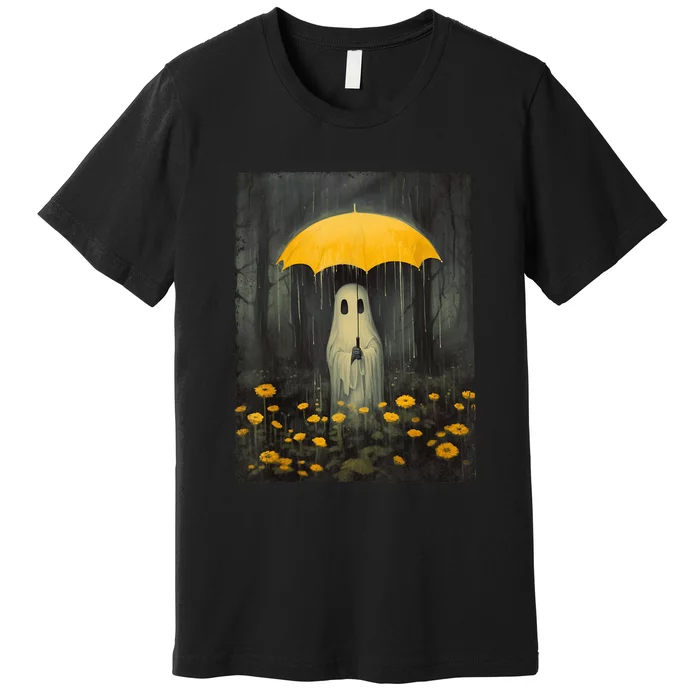 Vintage Floral Ghost Halloween Ghost In The Forest Gothic Premium T-Shirt