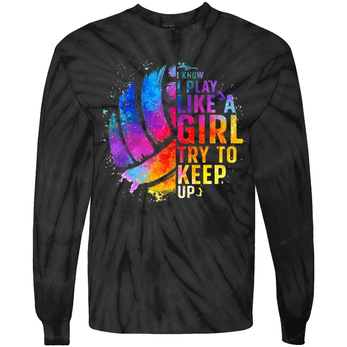 Volleyball For Girls College Volleyball Lovers Tie-Dye Long Sleeve Shirt