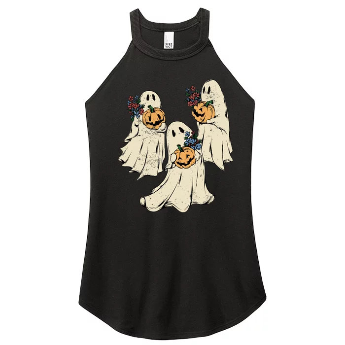 Vintage Floral Ghost Cute Halloween Costume Funny Graphic Women’s Perfect Tri Rocker Tank