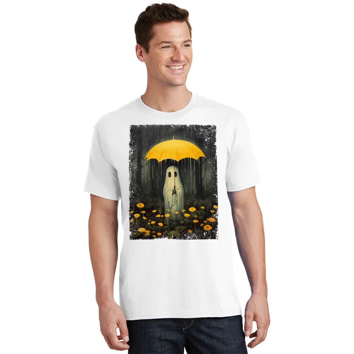 Vintage Floral Ghost Halloween Ghost In The Forest Gothic T-Shirt