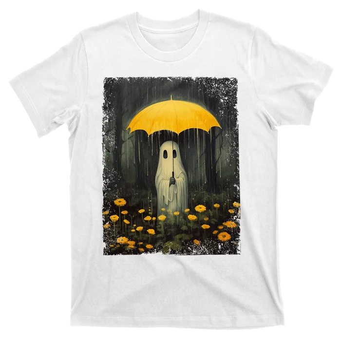 Vintage Floral Ghost Halloween Ghost In The Forest Gothic T-Shirt