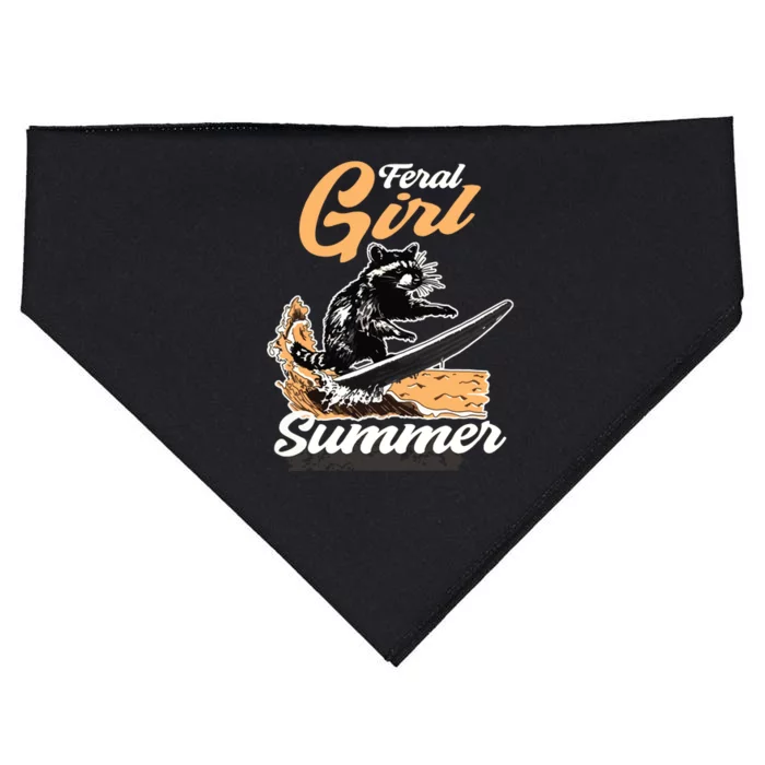 Vintage Feral Girl Summer Racoon USA-Made Doggie Bandana