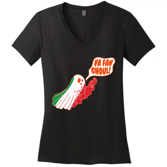 Va Fan Ghoul For Italian Funny Halloween Ghost Women's V-Neck T-Shirt