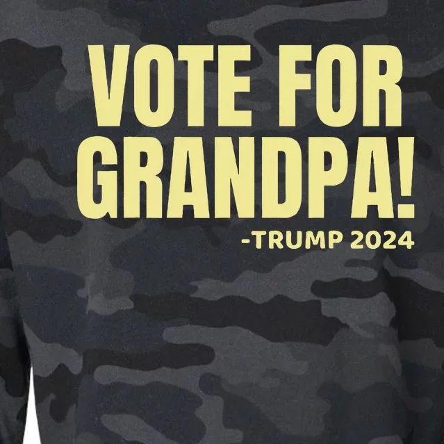 Vote For Grandpa! 2024 Grandson Political Endorset Cropped Pullover Crew