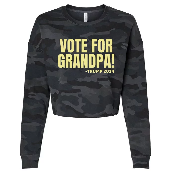 Vote For Grandpa! 2024 Grandson Political Endorset Cropped Pullover Crew